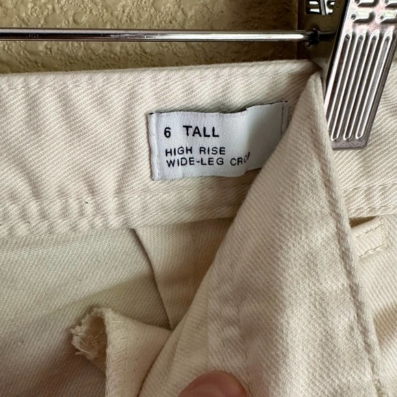 GAP High Rise Wide Leg Crop Ivory Raw Hem 6 Tall EUC - Picture 4 of 12